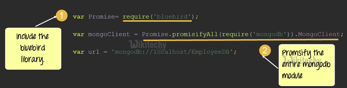  installation code in node.js bluebird promises