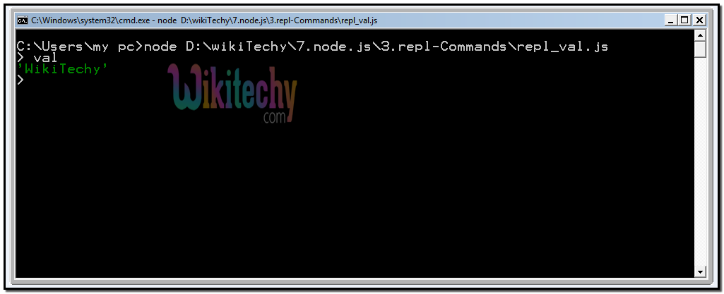  nodejs command output
