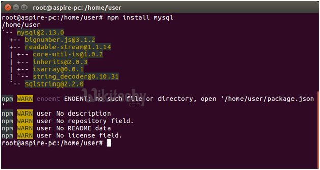  npm install mysql