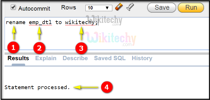 Oracle rename table