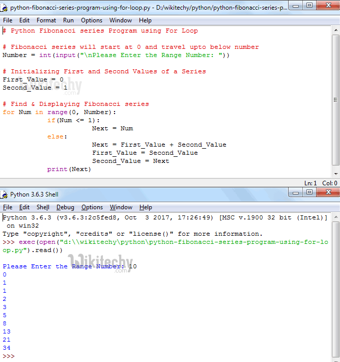  Python Fibonacci Series program Using For Loop