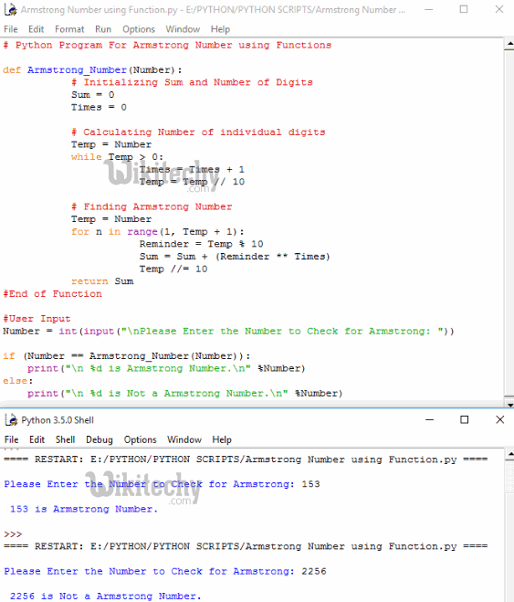  Python Program for Armstrong Number Using Functions