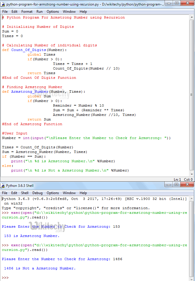 Python Program for Armstrong Number Using Recursion