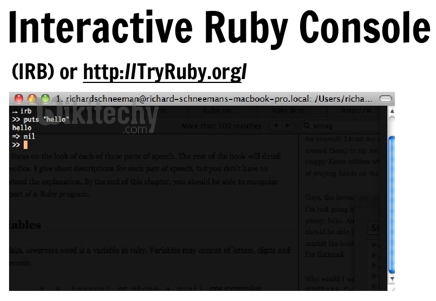 learn ruby - ruby tutorial - ruby on rails - ruby code - Interactive ruby console - ruby download - ruby  examples