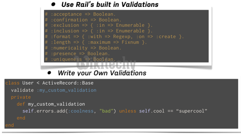 learn ruby on rails - ruby on rails tutorial - ruby on rails - rails code - inbuilt validations - user defined validations - ruby on rails examples