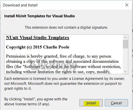download and install nunit template