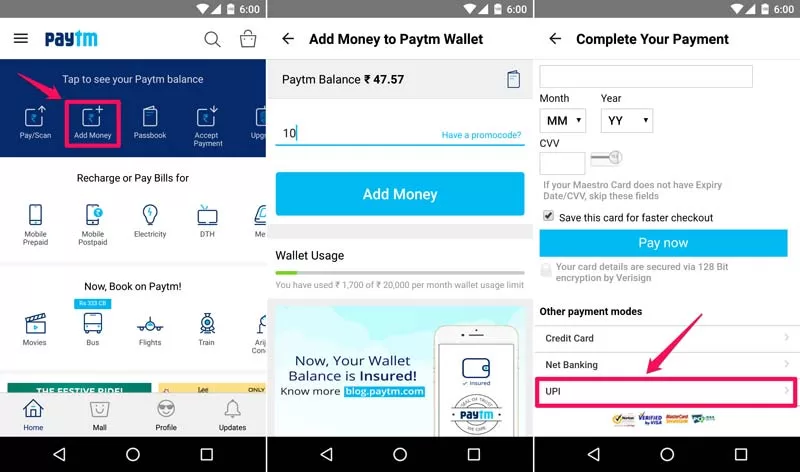 How to Add Money in Paytm Wallet step1