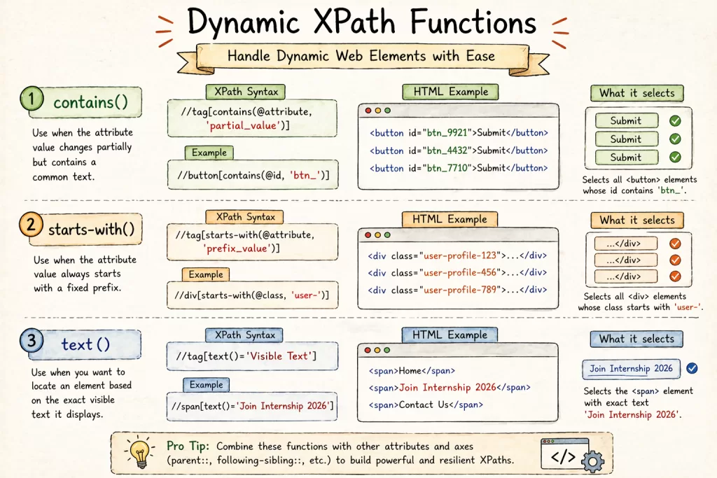 Dynamic XPath functions cheat sheet