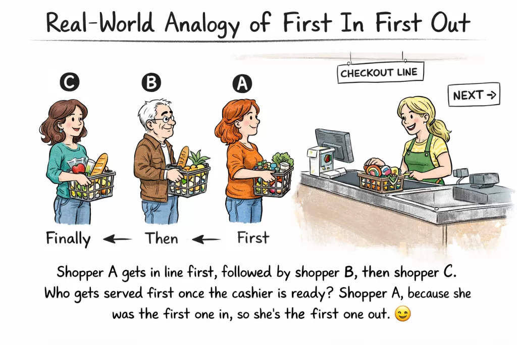 Real-World Analogy to understand FIFO