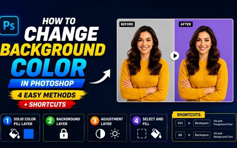 How to Change Background Color in Photoshop (4 Easy Methods + Shortcuts)